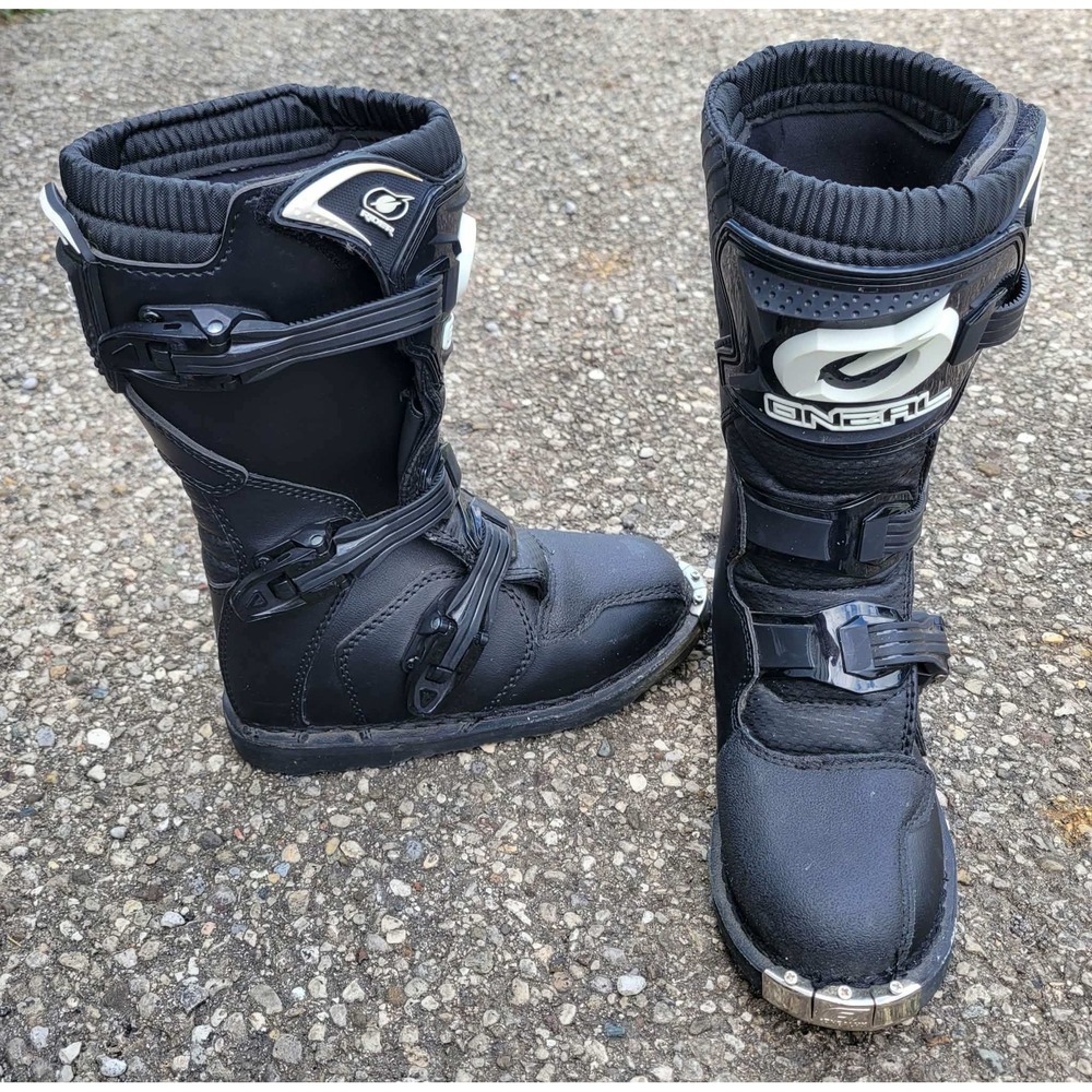 ONeal MX Rider Boots Motocross Youth Size 2 Black 34 EU Dirt Bike Gear EUC